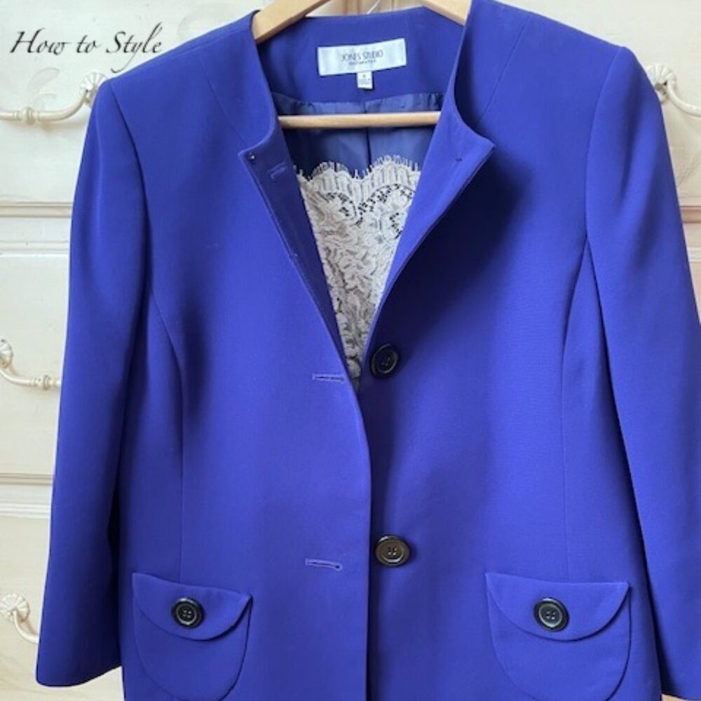 Jones Studio 2 piece purple suit size 8 - Picture 2 of 8